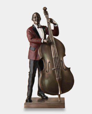 Jazz Double Bass Figurine on Base with Engraving