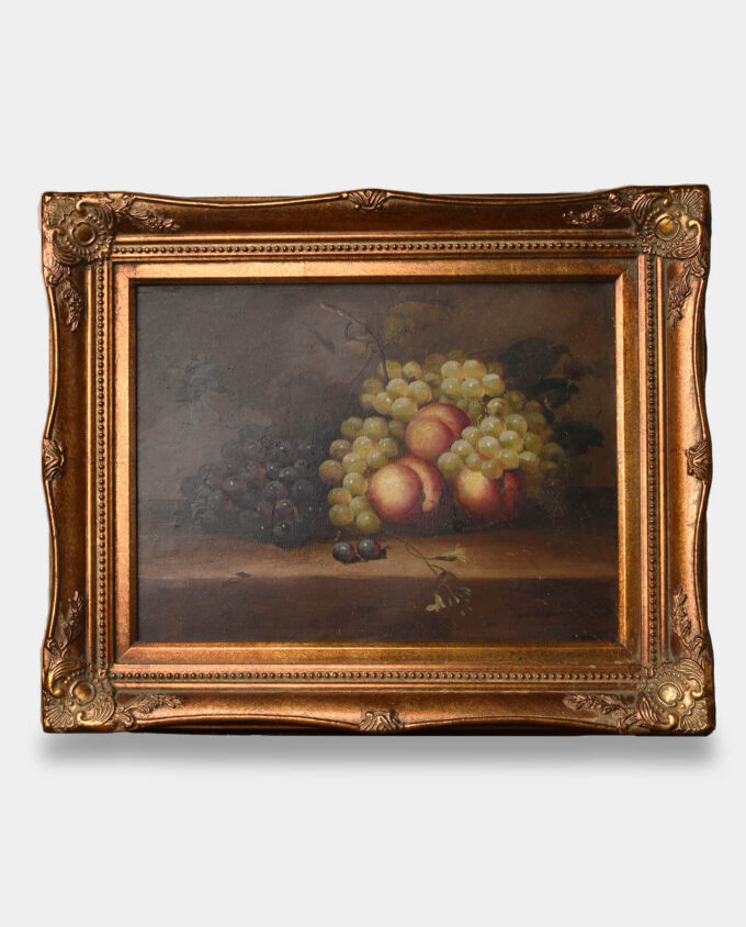Oil Painting Still Life Peaches and Grapes