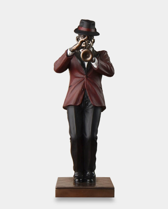 Jazz Trumpeter Figurine on Base with Engraving