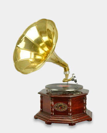 Decorative Gramophone in Retro Style on a Hexagonal Base