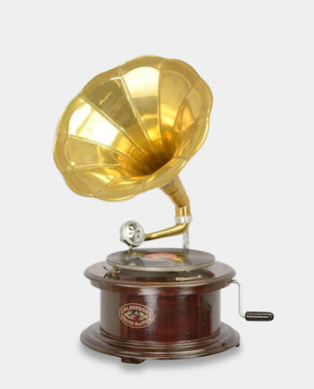 Decorative Gramophone in Retro Style on a Round Base