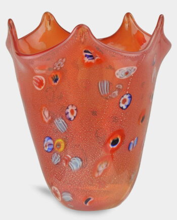 Murano Brick Red Glass Vase