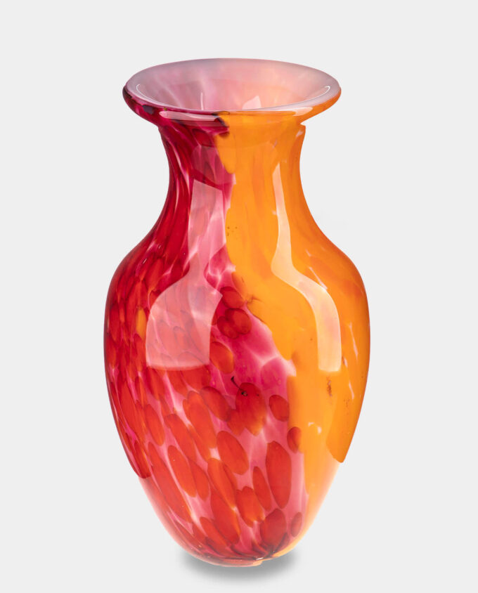 Two-color Vase in Murano Style, Red and Orange