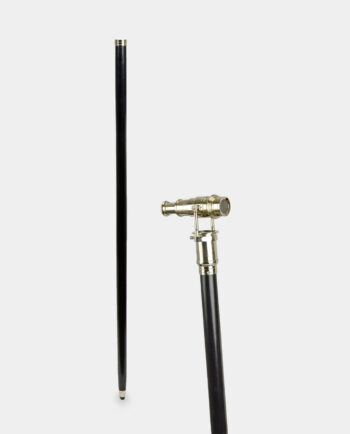 Wooden walking stick with a silver telescope