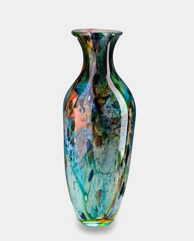 Murano Style Narrow Multicolored Vase