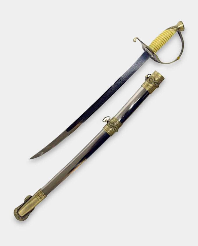 Short Ceremonial Saber with Scabbard on the Stand Engraved Dedication