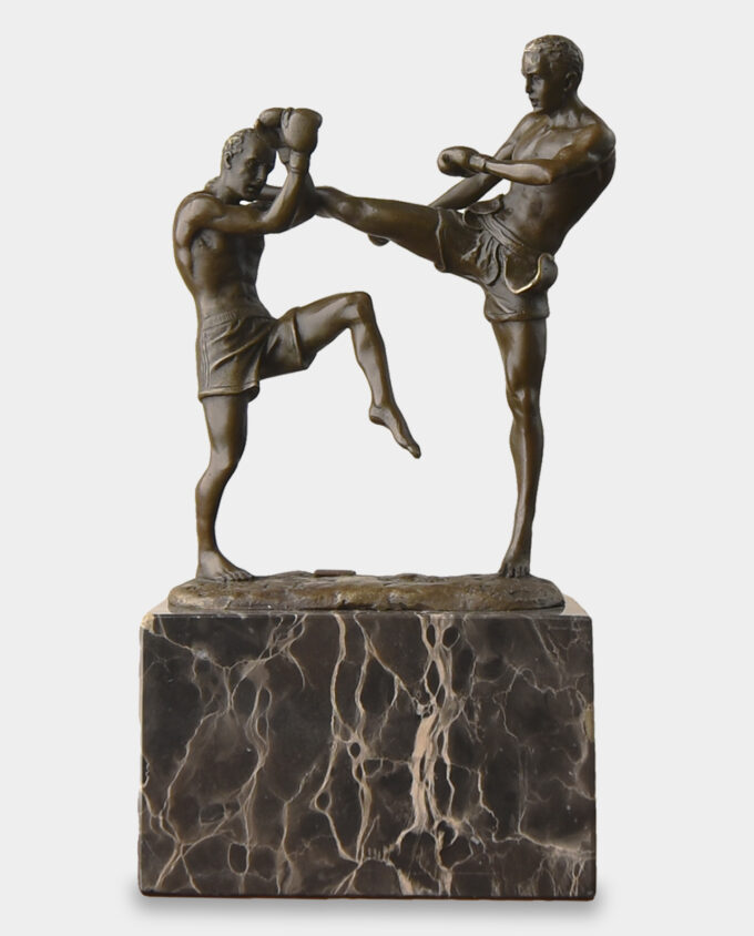 Two Men Fighting Bronze Statuette Sports Trophy