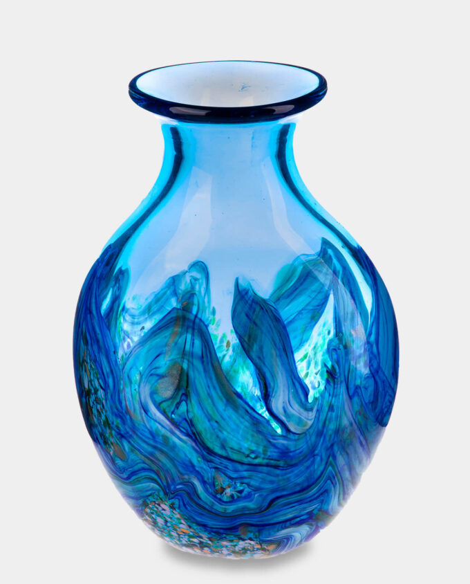 Colorful Murano Style Blue Vase with Decorative Elements