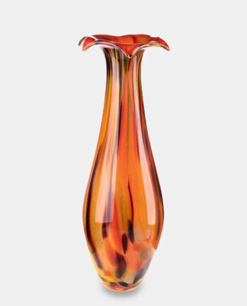 Colorful Murano Style Orange Tall Vase