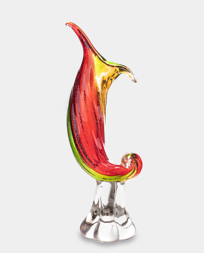 Colorful Murano Style Vase in the Shape of a Horn