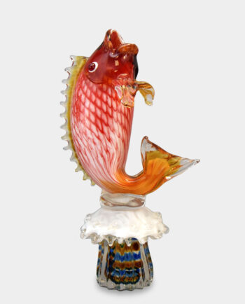 Red Fish Murano Style Glass Vase