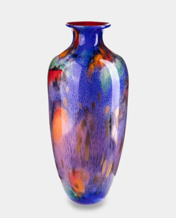 Colorful Murano Style Purple Vase with Colorful Elements