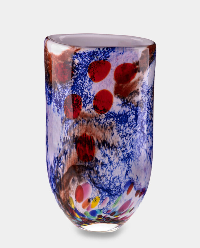 Multicolored Murano Style Vase with a Unique Shape
