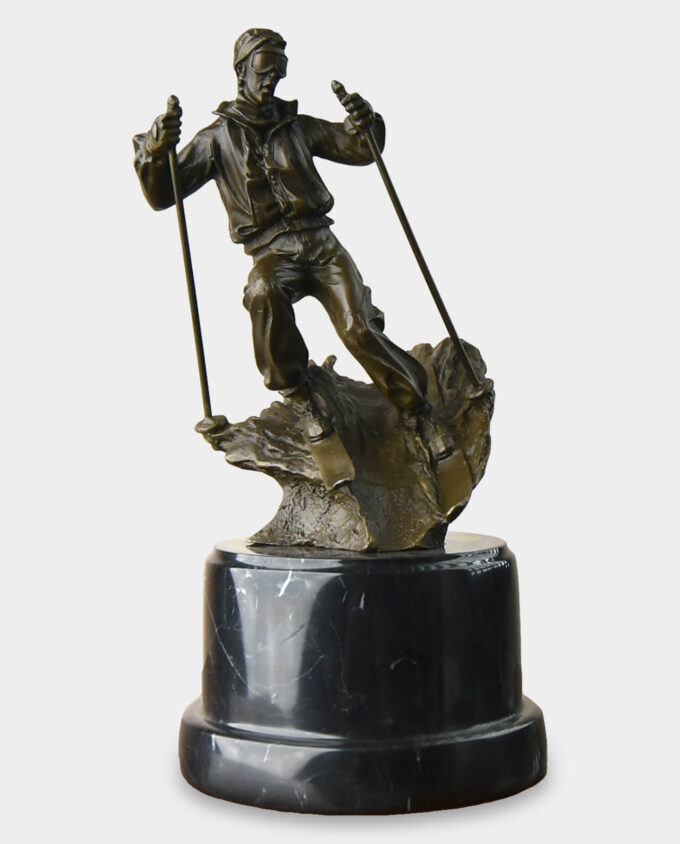 Bronze Skier Statuette Sports Trophy