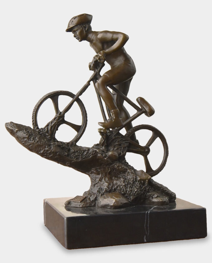Boy on Bicycle Bronze Sculpture Sport Trophy