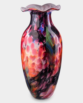 Wazon Szklany Klasyczny z Falbanką Classic Glass Vase with a Red Ruffle