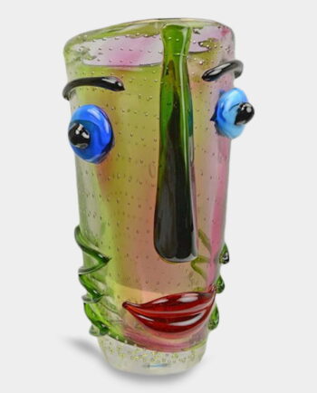 Murano Style Green Face Glass Vase