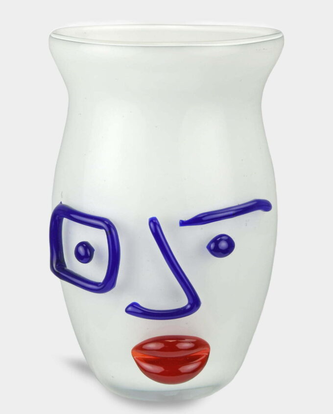 Murano Style White Glass Vase