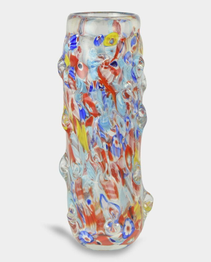 Murano Style Multicolored Cylinder Glass Vase