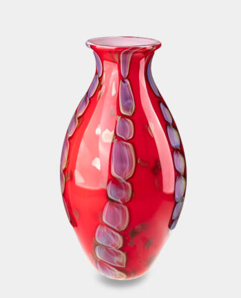 Colorful Murano Style Red Decorated Vase