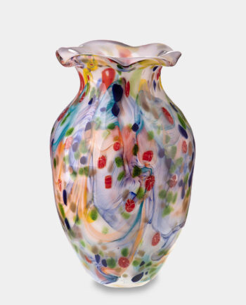 Multicolor Murano Style Vase with Unequal Neck