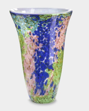 Glass Vase in Murano Style Green and Blue Bell