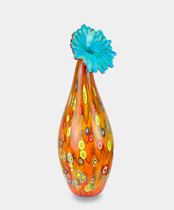 Colorful Murano Style Vase in the Shape of a Flower
