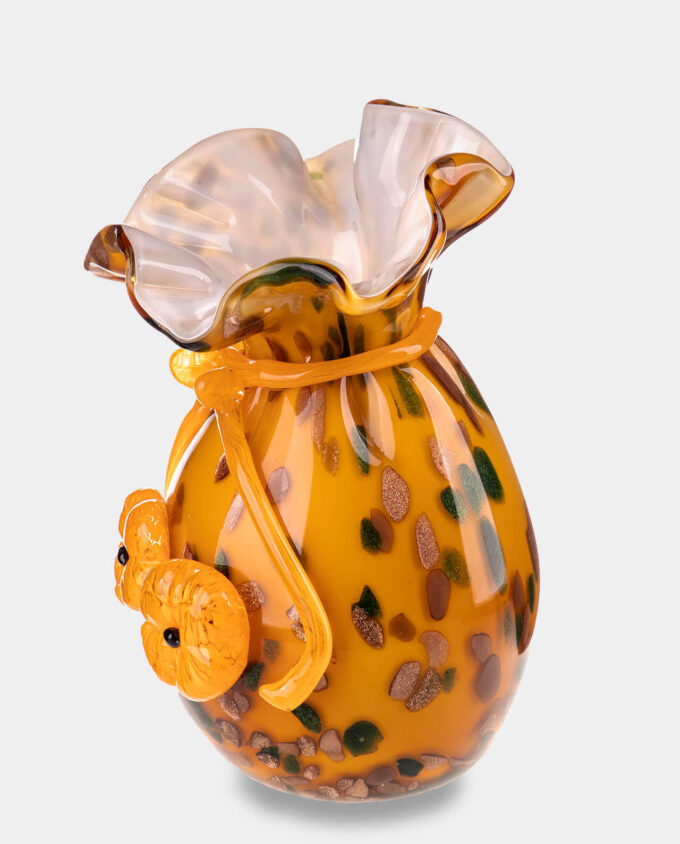 Murano Style Orange Spotted Vase