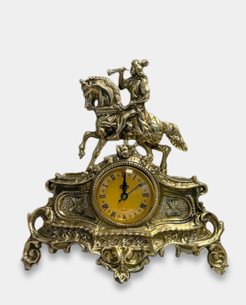 Standing Brass Clock Trumpeter on Horse