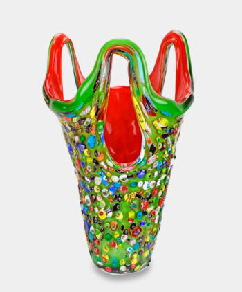 Green and Red Murano Style Vase