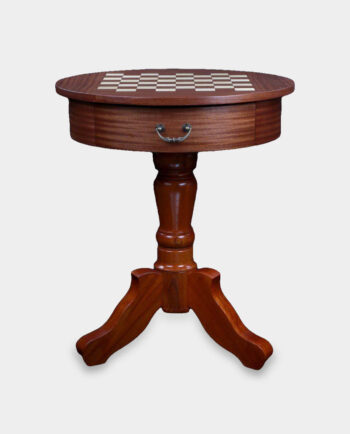 Round Dark Mahogany Wood de Lux Chess Table ht. 77cm