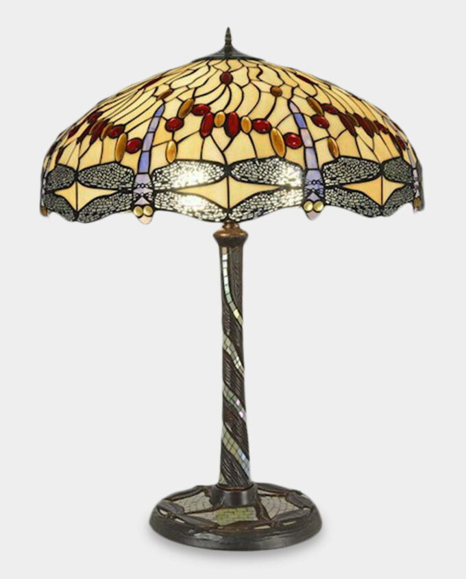 Large Tiffany Style Stained Glass Lamp Dragonfly