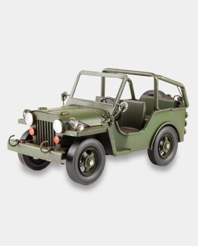 Retro Samochód Wojskowy Jeep Model Metalowy