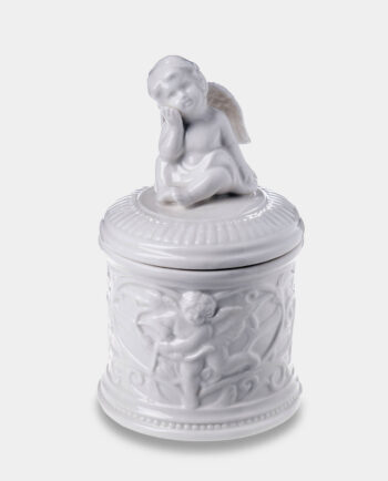 Ceramiczna Szkatułka Biała z Figurą Aniołka