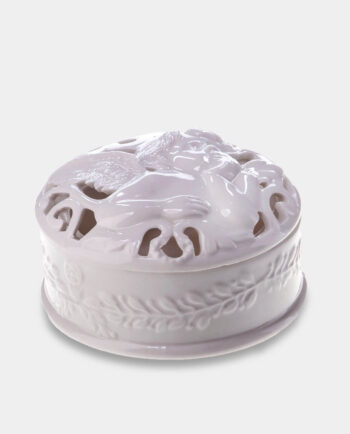 Ceramiczna Biała Szkatułka z Motywem Anioła