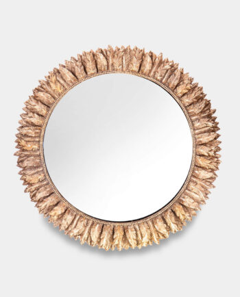 The Round Mirror with Golden Leaves